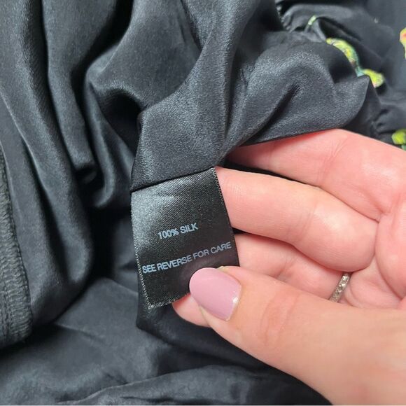 Patterson J Kincaid Bird Floral Print Silk Tunic Blouse Size S - Picture 4 of 5